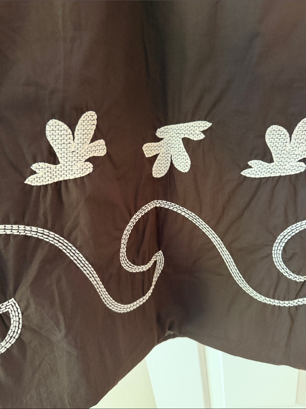 Møn Renn Brown Spaghetti Strap Midi Dress with White Embroidery - Picture 2 of 4